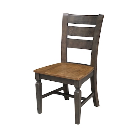 International Concepts Vista Ladderback Chair, Set of 2 Chairs, Hickory/Washed Coal C45-57P